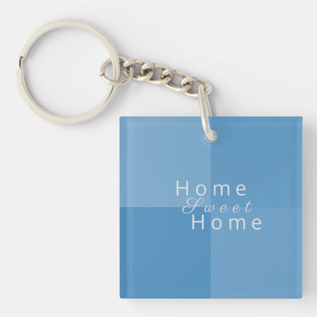Porte-clefs Maison personnalisée Sweet Home Bleu Élégant, mode (Devant)