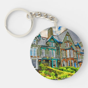 Porte-clefs Maison victorienne à Keswick peinte en aquarelle