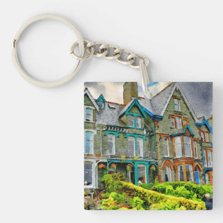 Porte-clefs Maison victorienne à Keswick peinte en aquarelle