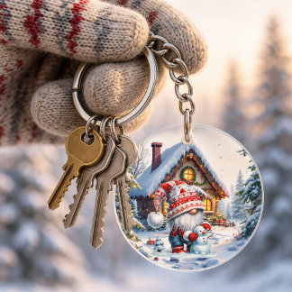 Porte-clefs Maisonnette de gnome enneigée