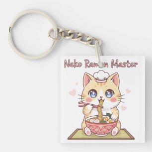 Porte-clefs Maître de Ramen Neko Kawaii Cuisinier de Nourritur