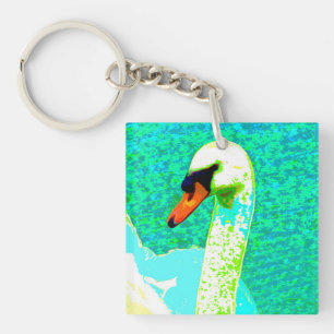 Porte-clefs Majestic White Swan Head Button