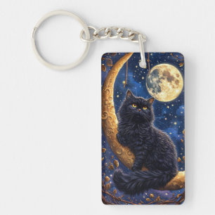 Porte-clefs Majestueux chat noir au repos