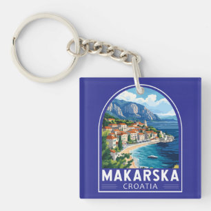 Porte-clefs Makarska Croatie Voyage Emblème d'Art