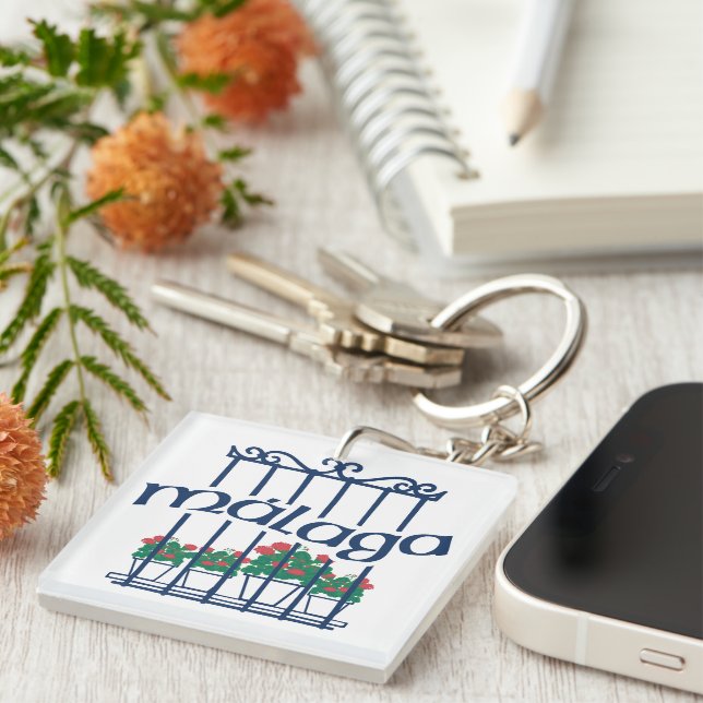 Porte-clefs Malaga, fenêtre avec des fleurs (Devant Droit)