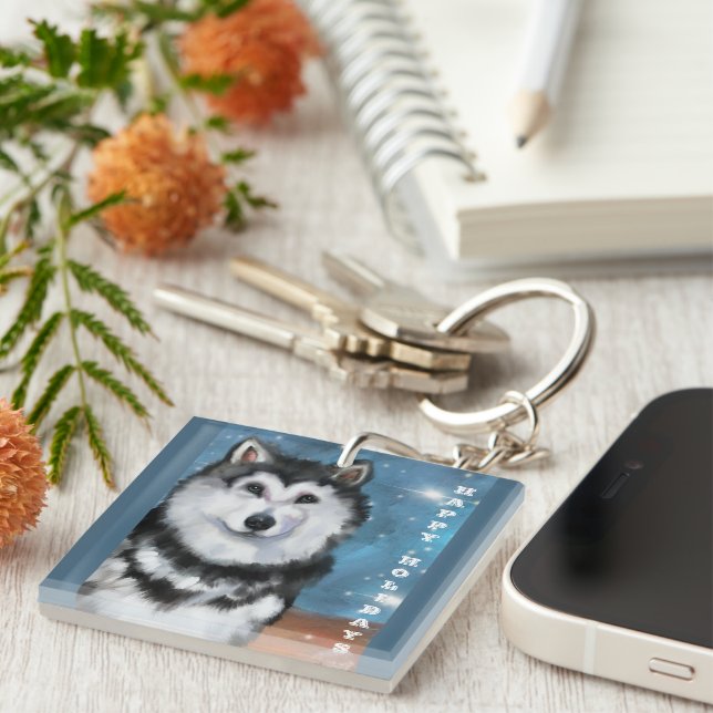 Porte-clefs Malamute d'Alaska (Devant Droit)