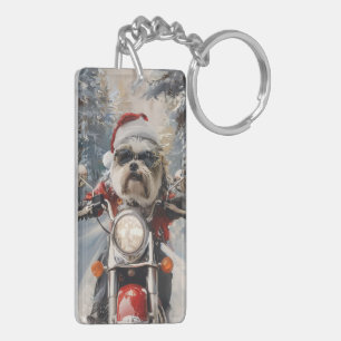 Porte-clefs Malti Tzu Chien à moto Noël