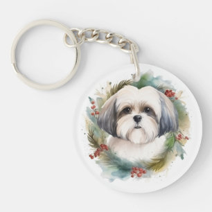 Porte-clefs Malti Tzu Christmas Wreath Festive Pup