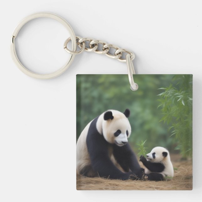 Porte-clefs Mama Panda Et Porte - clé Bébé (Devant)