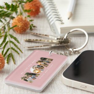 Porte-clefs Maman 3 photo moderne élégante rose poupée mère jo
