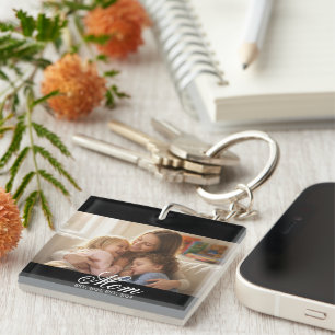 Porte-clefs Maman a établi un script élégant photo blanc