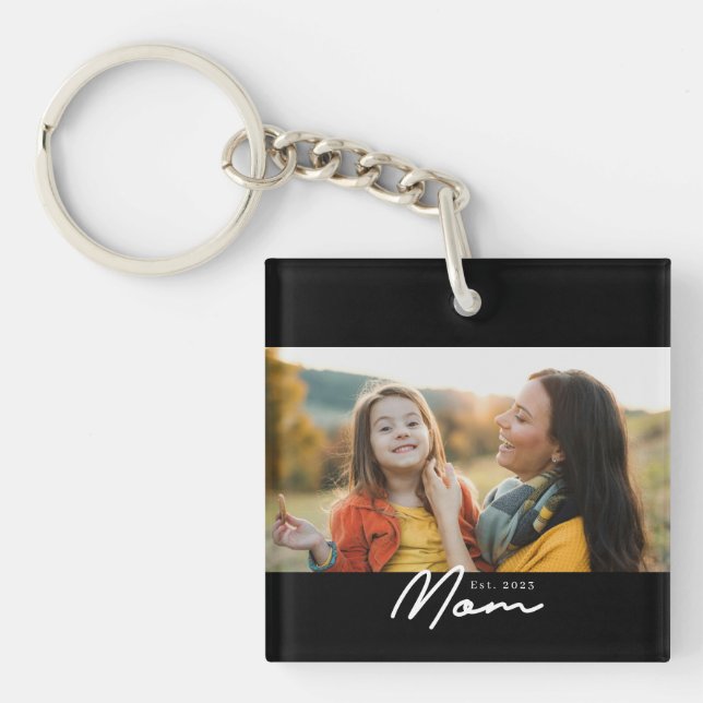 Porte-clefs Maman a établi une photo de script moderne (Devant)