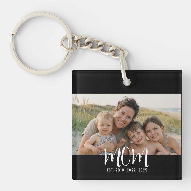Porte-clefs Maman a établi une photo de script moderne (Devant)