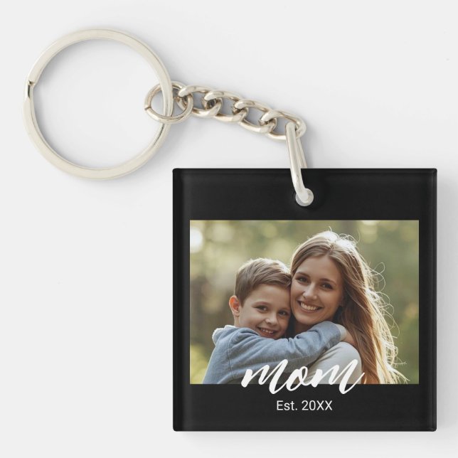 Porte-clefs Maman a établi une photo de script moderne (Devant)