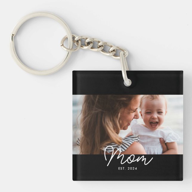 Porte-clefs Maman a établi une photo de script moderne (Devant)