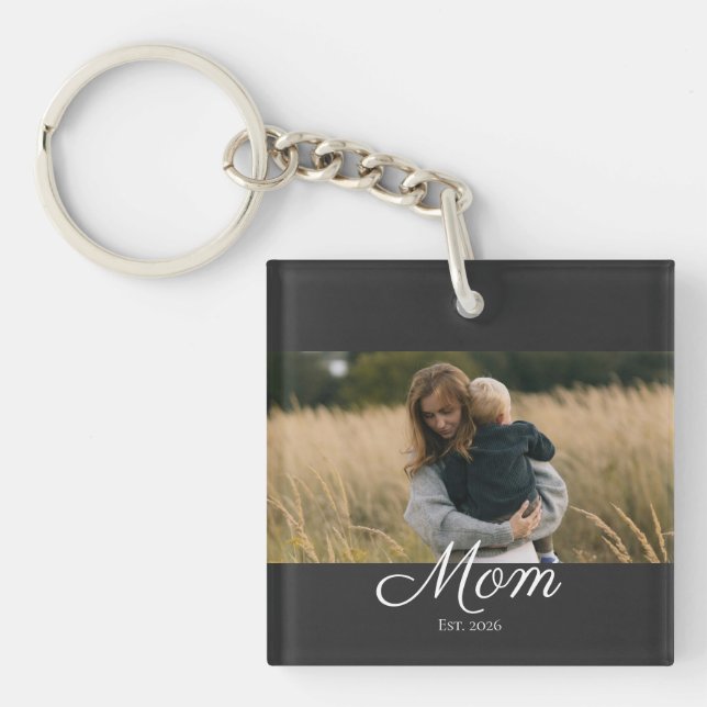 Porte-clefs Maman a établi une photo de script moderne (Devant)