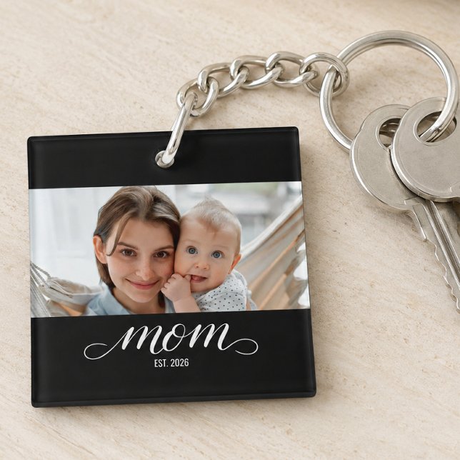 Porte-clefs Maman a établi une photo de script moderne (Créateur téléchargé)