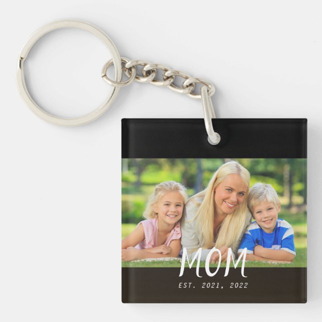 Porte-clefs Maman a établi une photo de script moderne (Devant)