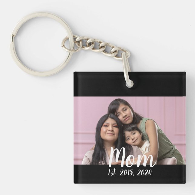 Porte-clefs Maman a établi une photo de script moderne (Devant)