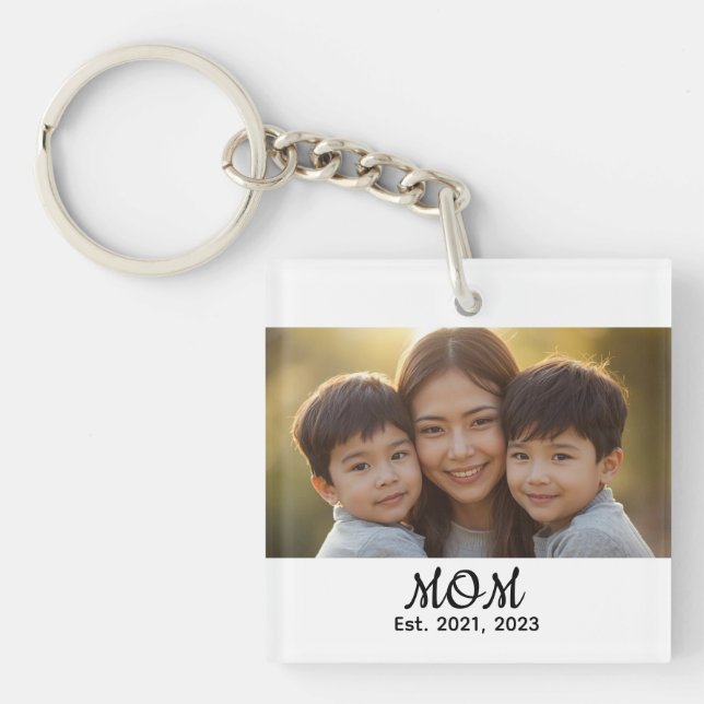 Porte-clefs Maman a établi une photo de script moderne (Devant)