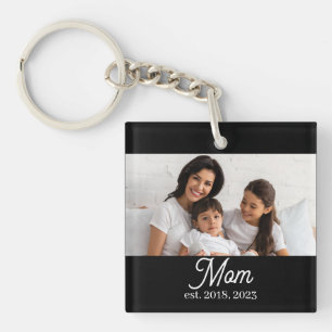 Porte-clefs Maman a établi une photo de script noir et blanc