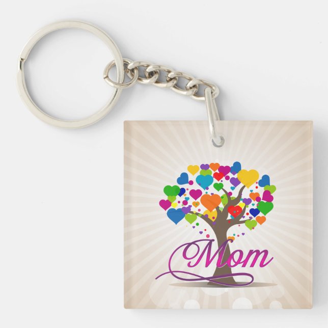 Porte-clefs Maman Arbre de vie Coeurs (Devant)