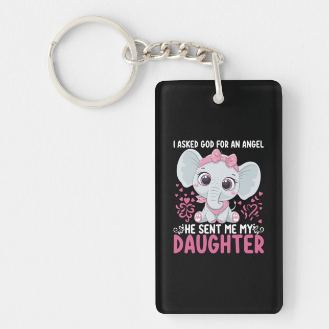 Porte-clefs Maman Art Il M'A Envoyé Elephant Fille (Devant)