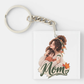 Porte-clefs Maman & bébé enfants Amour d'automne Cozy