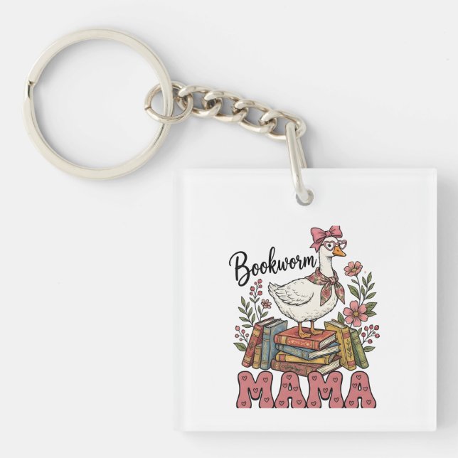 Porte-clefs Maman bibliophile mignonne art de mots  (Devant)