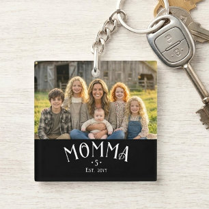 Porte-clefs Maman Chic Nombre d'Enfants Photo Noir Blanc