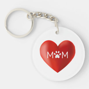 Porte-clefs Maman Chien, Maman Chat avec Patte sur Cœur