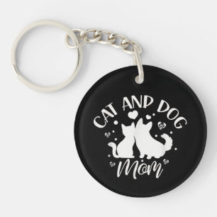 Porte-clefs Maman de chat et de chien Fille amoureuse Chiens C