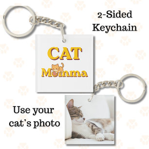 Porte-clefs Maman de chat fière fête des mères recto-verso