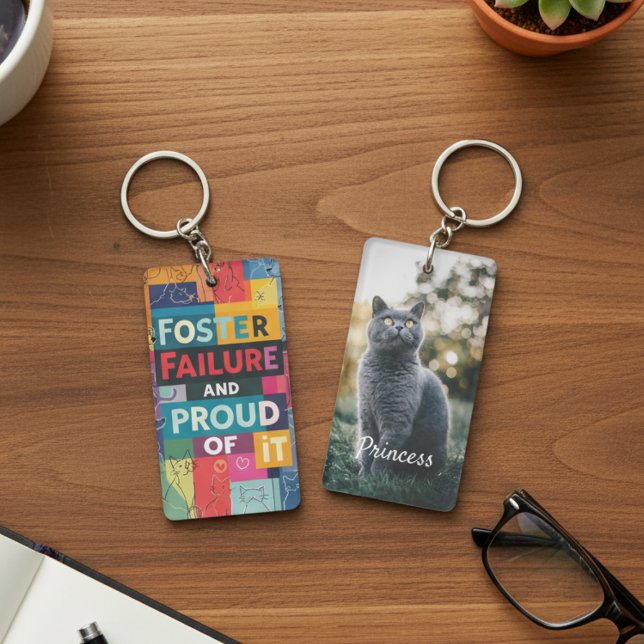 Porte-clefs Maman de chat humour échec de parrainage de l'anim (Foster failure cat keychain for the proud rescue advocate on their pet's adoption day.)