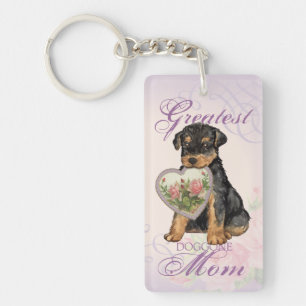 Porte-clefs Maman de coeur d'Airedale