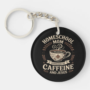 Porte-clefs Maman école à la maison alimentée par la caféine e