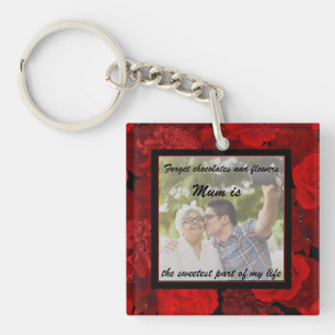 Porte-clefs Maman est la plus douce photo personnalisée floral
