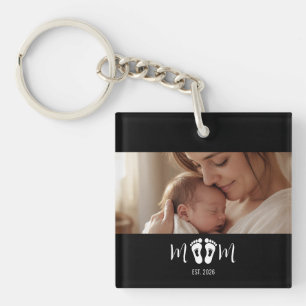 Porte-clefs Maman établie empreintes de bébé Photo Fête des Mè