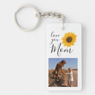 Porte-clefs Maman Famille Photo Collage Tournesol