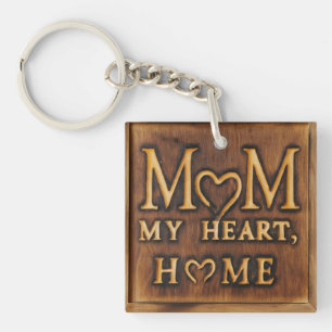 Porte-clefs Maman : Mon coeur, ma maison