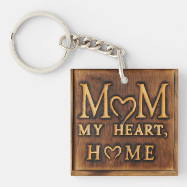 Porte-clefs Maman : Mon coeur, ma maison (Devant)
