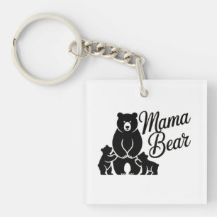 Porte-clefs Maman Ourse avec Oursons Famille d'Ours Mignonne