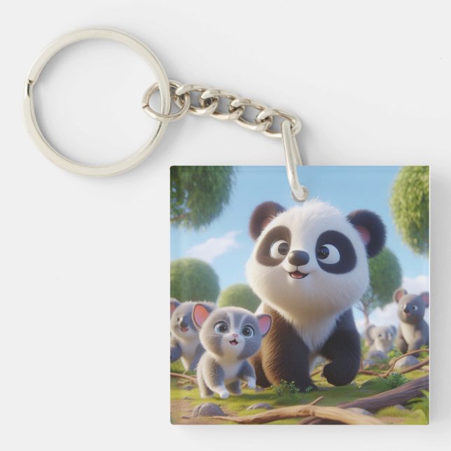 Porte-clefs Maman panda dessin (Devant)