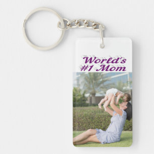 Porte-clefs Maman Photo texte violet