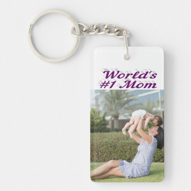 Porte-clefs Maman Photo texte violet (Devant)
