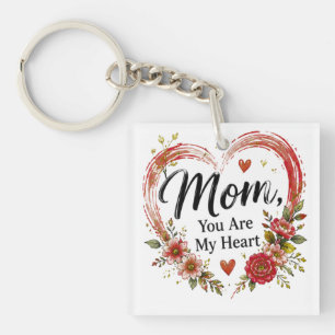 Porte-clefs Maman Tu Es Mon Cœur Fleur de Cœur