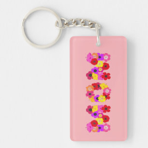 Porte-clefs Maman Typographie Florale