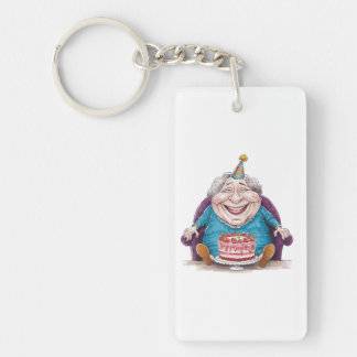 Porte-clefs Mamie drôle Gâteau énorme & Cadeau en espèces