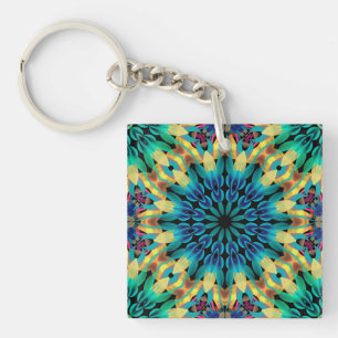 Porte-clefs Mandala de formes géométriques colorées