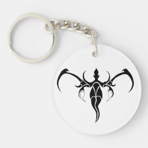 Porte-clefs Mandala d'éléphant tribal orné noir et blanc